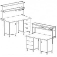 Стол пристенный физический на опорных тумбах 1500 СПФл-ТД-ТЯ-М (ламинат)