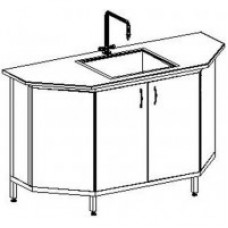 Стол-мойка одинарная цельно-металлическая 1500 СМОд.трпц-М (Durcon, гл 280 мм.)